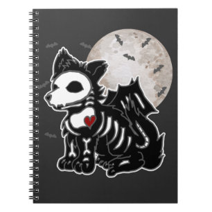 Cuaderno Lobo Anime Emo Goth Oscuro Esqueleto Halloween Per