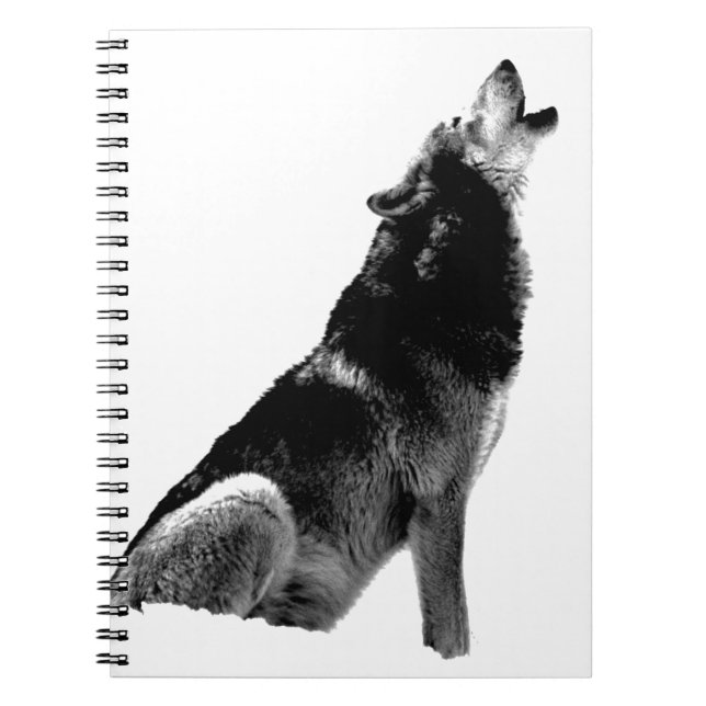 Cuaderno Lobo Aullador Blanco Negro (Frente)