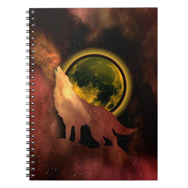 CUADERNO LOBO AULLANDO EN GALAXIA LUNAR ESPACIAL   (Frente)