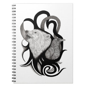 Cuaderno Lobo blanco con arte tribal de Raven