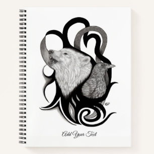 Cuaderno Lobo blanco con arte tribal de Raven
