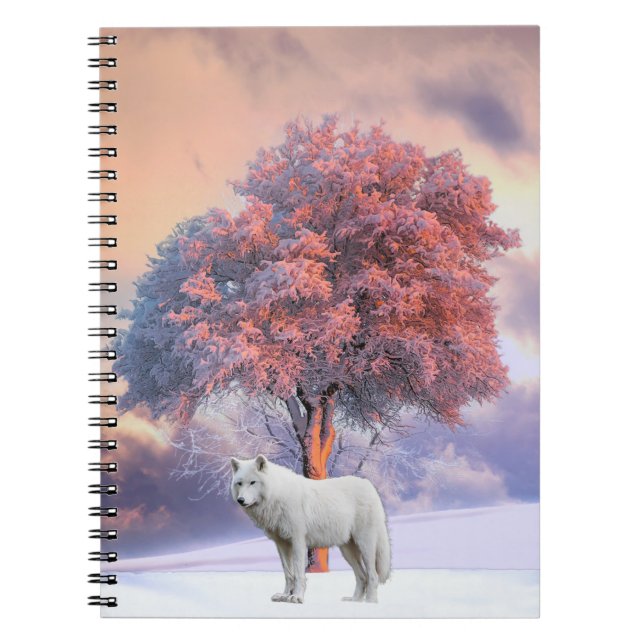 Cuaderno Lobo blanco en invierno | Bloc de notas espiral (Frente)