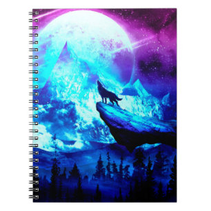 Cuaderno Lobo colorido aullando
