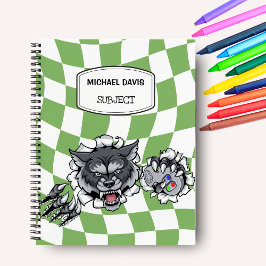 Cuaderno Lobo de Dibujos Animados Sosteniendo Controlador d