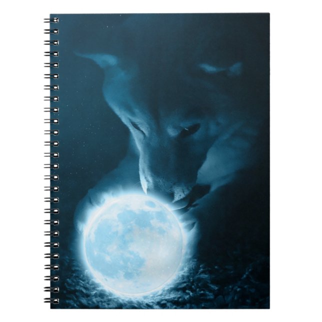 Cuaderno Lobo De Fantasía Mítica De Guay Sostengo La Luna (Frente)