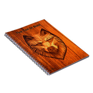 Cuaderno Lobo de madera tallada