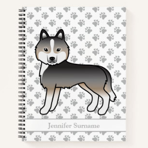 Cuaderno Lobo gris claro Husky siberiano perro de dibujos a