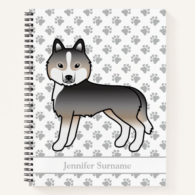 Cuaderno Lobo gris claro Husky siberiano perro de dibujos a (Anverso)