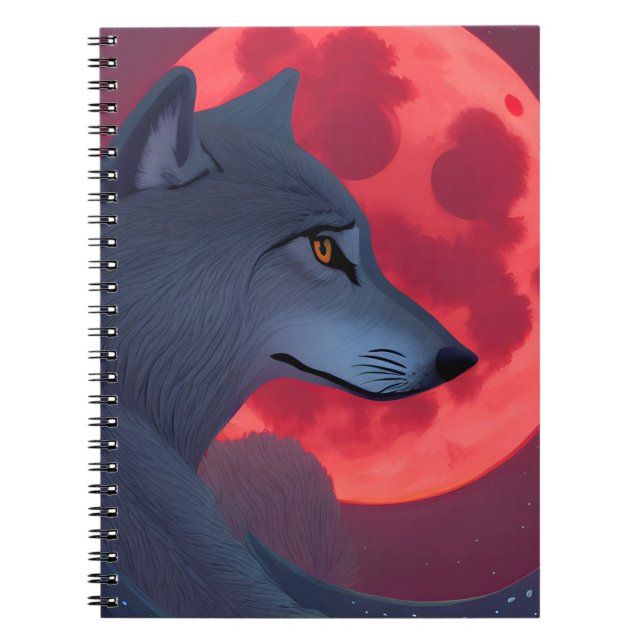 Cuaderno Lobo gris mira una luna de sangre (Frente)