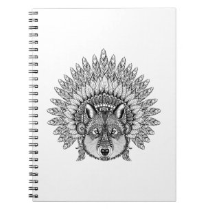 Cuaderno Lobo inspirado en capo emplumado de la guerra
