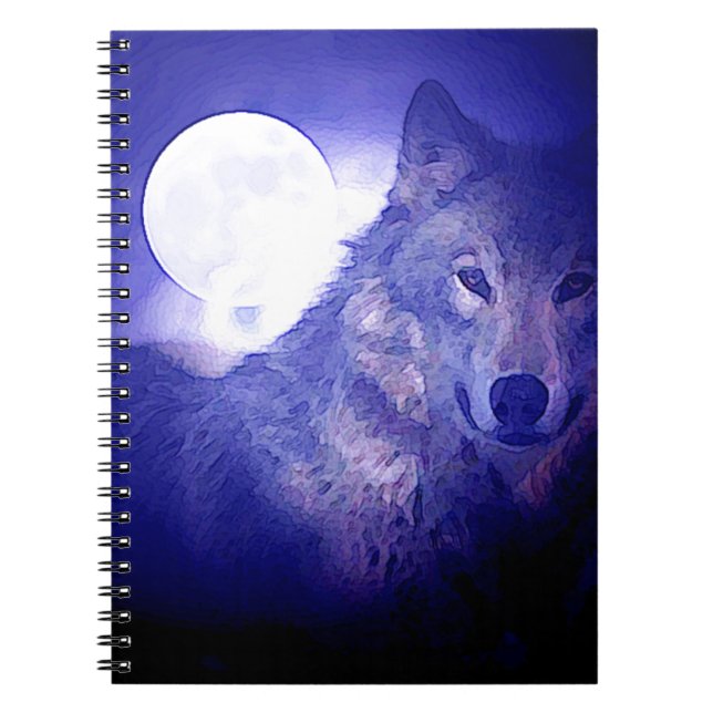 Cuaderno Lobo, luna y noche azul (Frente)