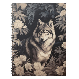 Cuaderno Lobo majestuoso en un bosque encantado