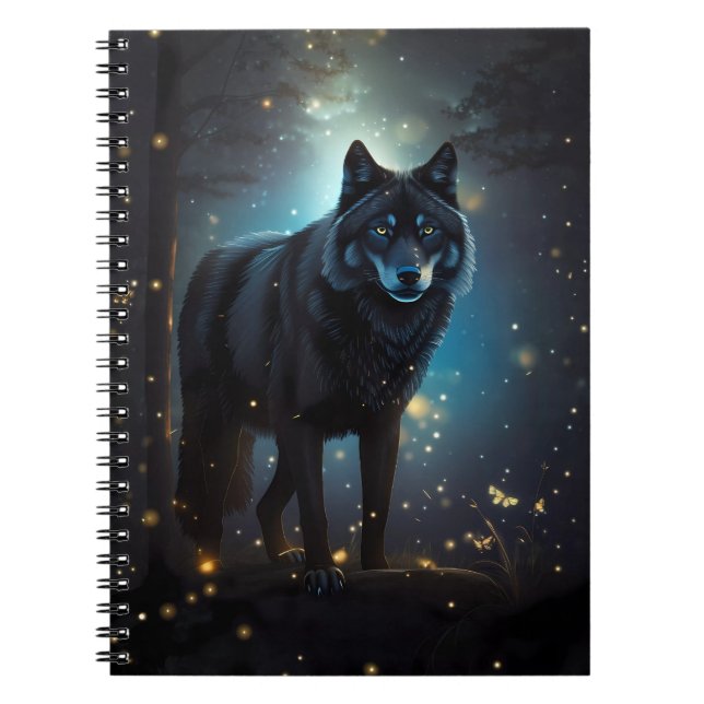 Cuaderno Lobo negro oscuro y misterioso (Frente)