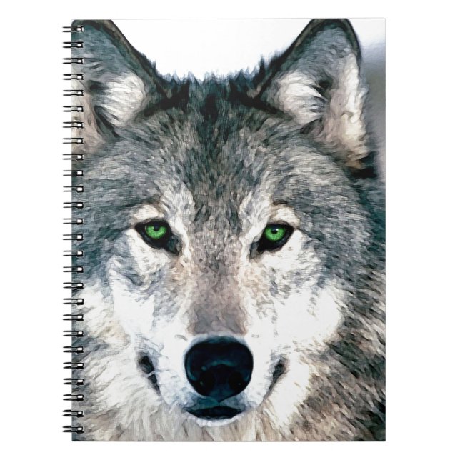 Cuaderno Lobo Ojos animales salvajes Imprimir (Frente)