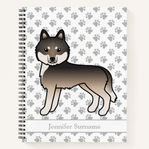 Cuaderno Lobo Oscuro Gris Husky Siberiano Perro de Dibujos 