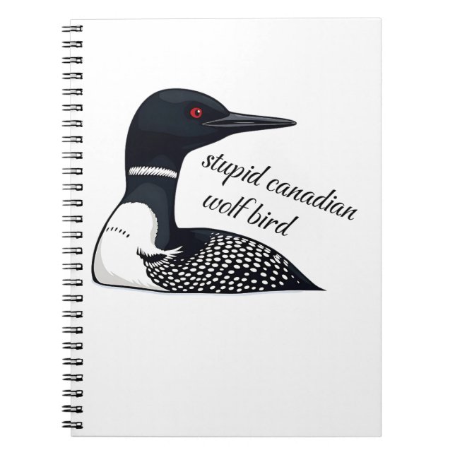 Cuaderno Lobo Pájaro Canadiense Tonto Divertido (Frente)