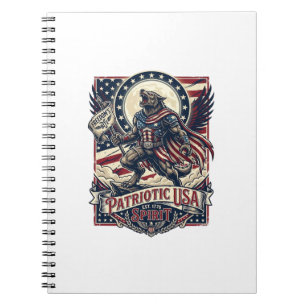 Cuaderno Lobo Patriota Patriótico Horror Monstruo Patriota