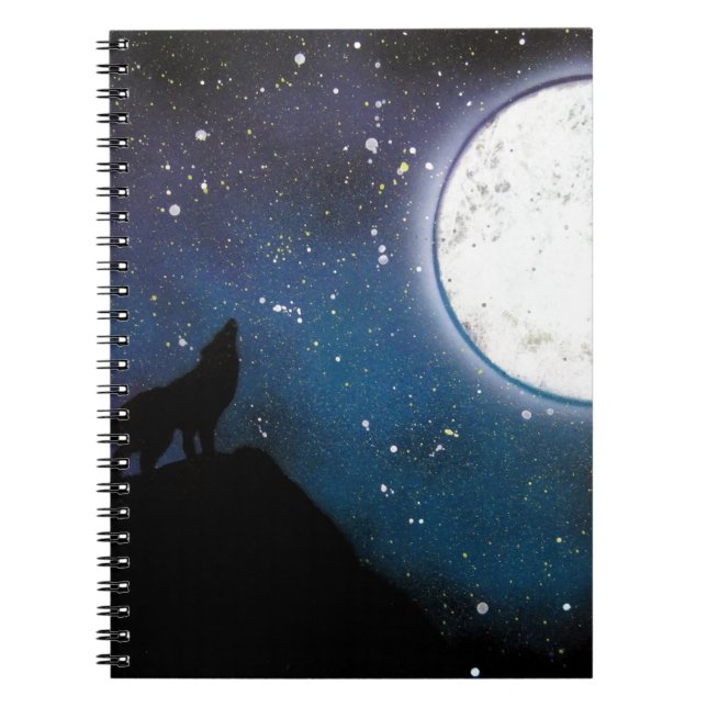 Cuaderno Lobo que grita en la pintura del arte de la (Frente)