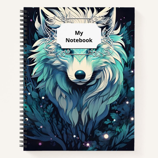 Cuaderno Lobo silvestre lunar celeste (Anverso)