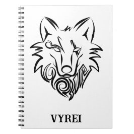 Cuaderno Lobo tribal blanco y negro