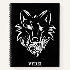 Cuaderno Lobo tribal blanco y negro