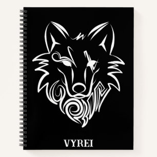 Cuaderno Lobo tribal blanco y negro