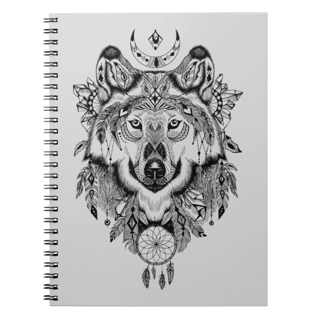Cuaderno Lobo tribal indio (Frente)