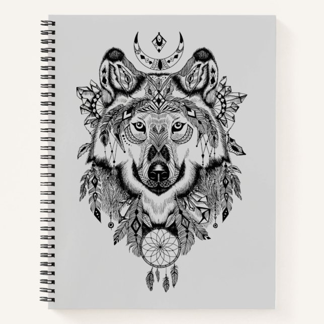Cuaderno Lobo tribal indio (Anverso)