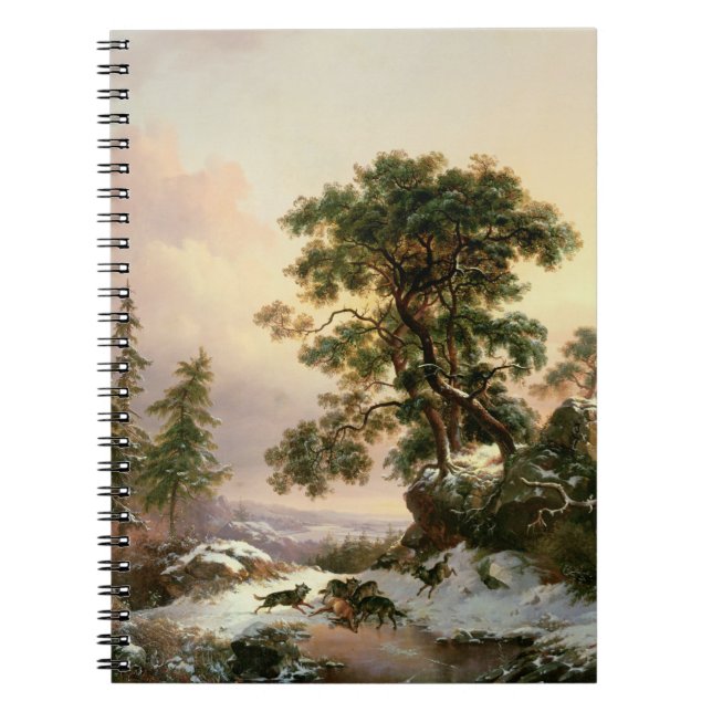 Cuaderno Lobos en un paisaje del invierno (aceite en el (Frente)