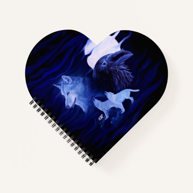 Cuaderno Lobos y Raven con luna llena (Anverso)
