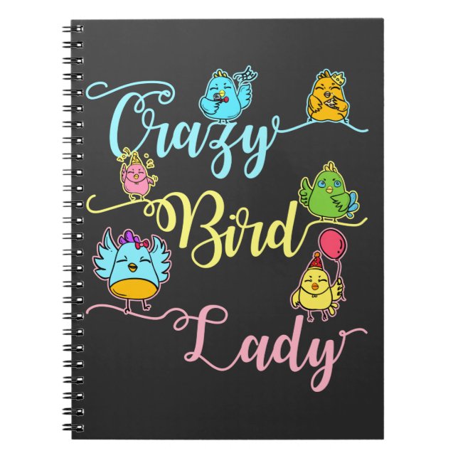 Cuaderno Loco Ave Dama Pájaro Amante Mirando Aves (Frente)