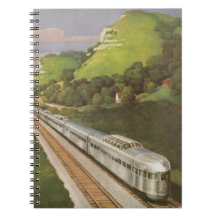 Cuaderno Locomotora antigua en el campo, vacaciones en tren