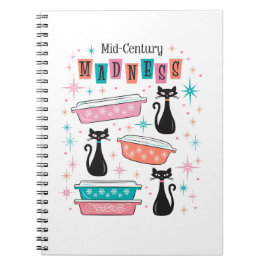 Cuaderno Locura de mediados del siglo Pyrex Cats Atómico