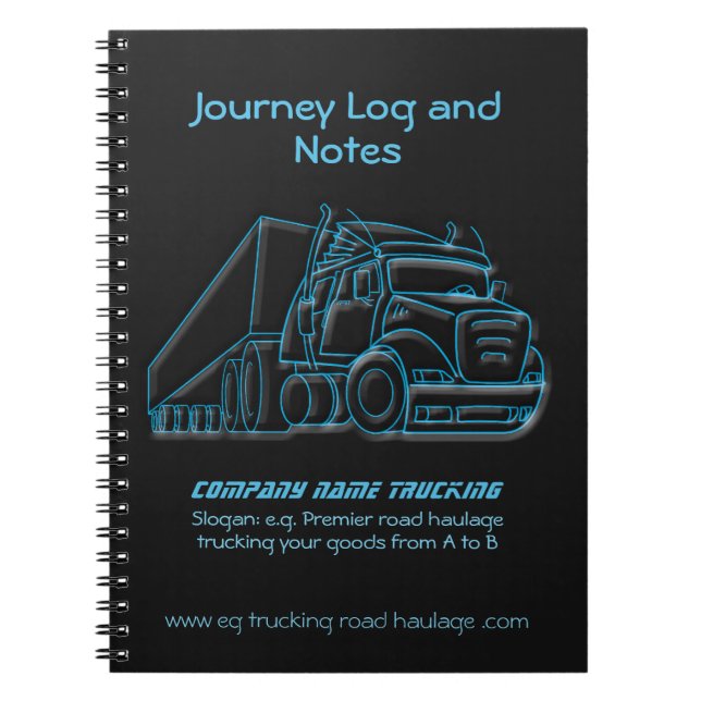 Cuaderno Logo azul de Road Haulage Semi-Truck (Frente)
