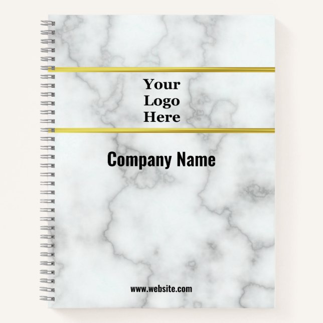 Cuaderno Logo de Business Faux White Marble Company (Anverso)