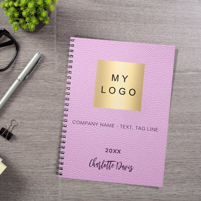 Cuaderno Logo de guiones de nombre de cuero rosa (Subido por el creador)