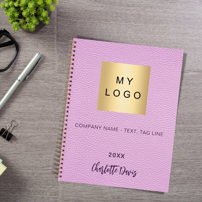Cuaderno Logo de guiones de nombre de cuero rosa (Subido por el creador)