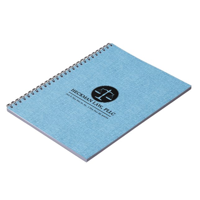 Cuaderno Logo de Justicia de Lino Azul Negro (Lado Izquierdo)
