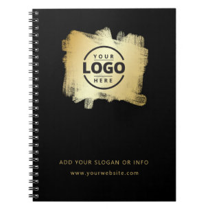Cuaderno Logo de la Compañía Moderna Negra de Cepillo de Or