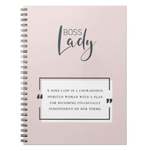 Cuaderno Logo de la dama de jefe cita motivacional Rubor Pi