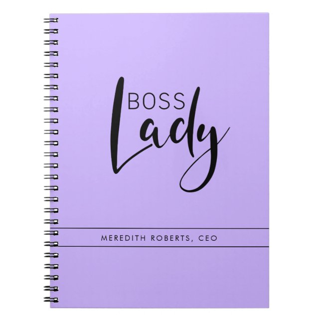 Cuaderno Logo de la dama de jefe violeta ligera personaliza (Frente)