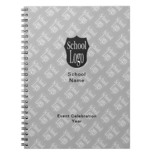 Cuaderno Logo de la escuela Minimalista moderna gris