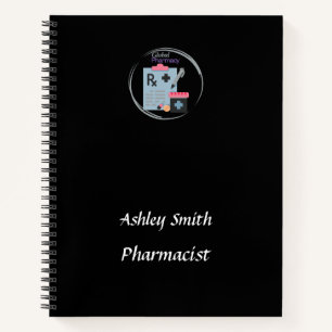 Cuaderno Logo de la farmacia negra elegante minimalista