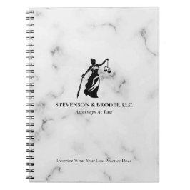 Cuaderno Logo de la Lady Justice de la textura de mármol de