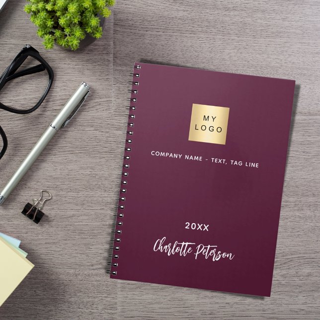Cuaderno Logo de negocios burgundy elegante (Subido por el creador)