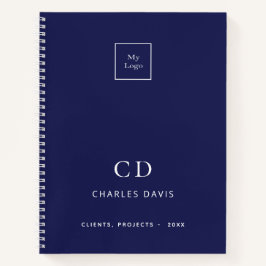 Cuaderno Logo de negocios de iniciales de monograma blanco 