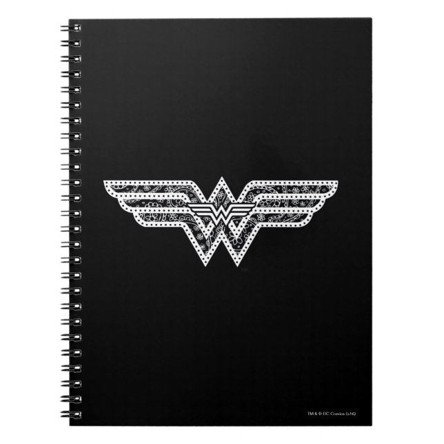 Cuaderno Logo de Wonder Woman Paisley (Frente)