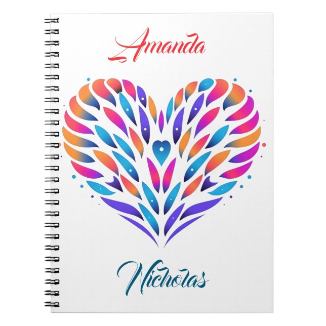 Cuaderno Logo del corazón del patrón gráfico. (Frente)