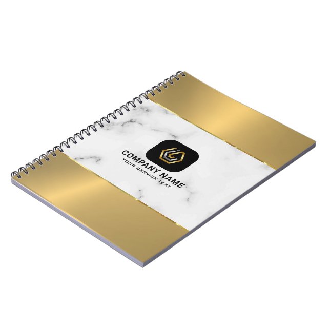 Cuaderno Logo del personalizado de textura de oro metálico  (Lado Izquierdo)