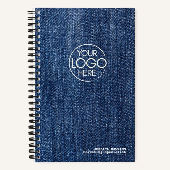Cuaderno Logo moderno de Denim azul usado en moda (Anverso)
